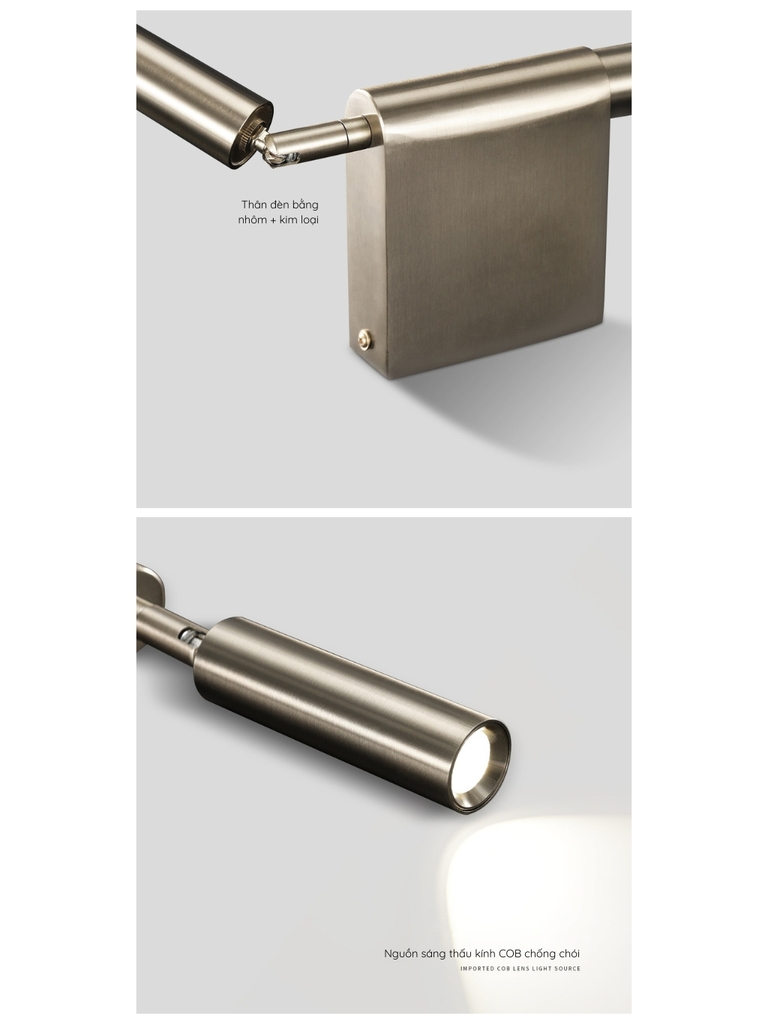 Đèn gắn tường 2 đầu, đèn ngủ đầu giường có chỉnh xoay các hướng sáng - Winsum Home