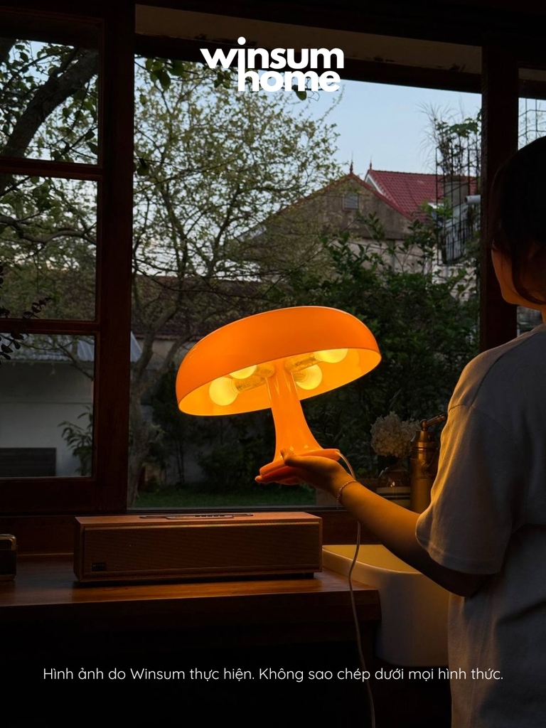 Đèn bàn Nesso màu vàng dáng nấm, đèn bàn trang trí ánh sáng ấm - winsum home
