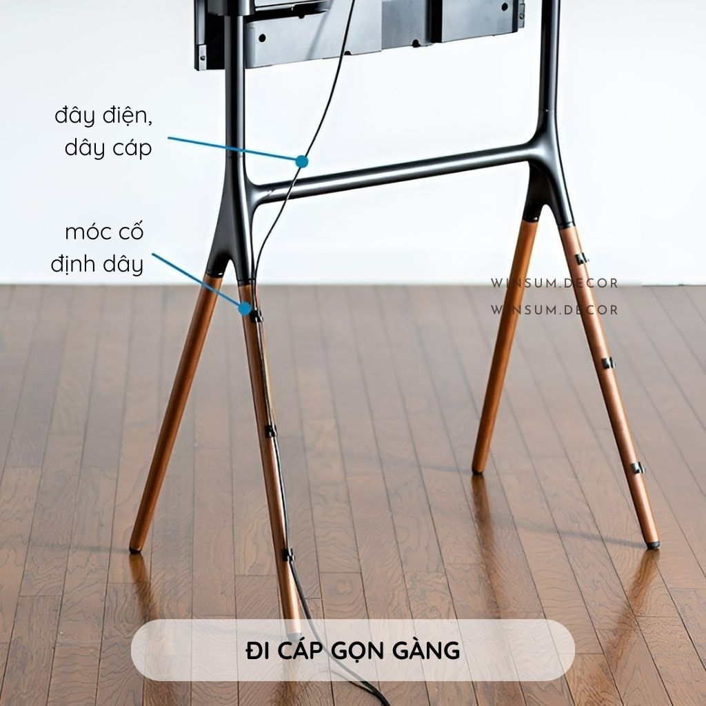 Giá đỡ tivi chân gỗ cao cấp phong cách Hàn Quốc, thiết kế kiểu khung vẽ nghệ thuật - K02