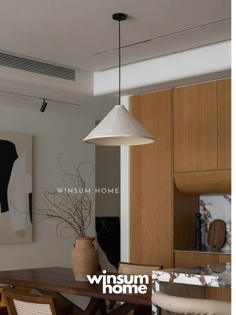 Đèn thả akari hình nón, chao đèn giấy phong cách Nhật Bản