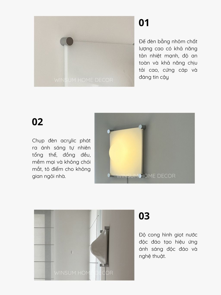 Đèn tường, đèn trần acrylic hình giọt nước, đèn nghệ thuật Bolla trang trí nhà cửa, studio,..- DTB04