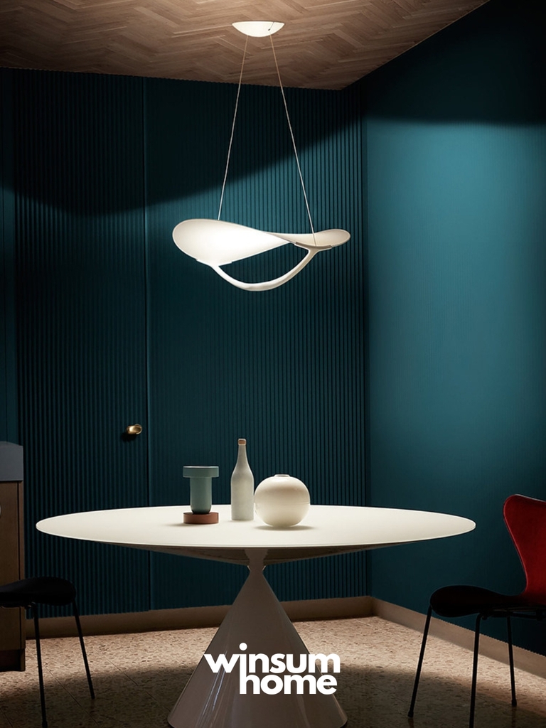 Đèn thả Plena phong cách Ý dáng cong mặt trăng trang trí phòng khách, bàn ăn