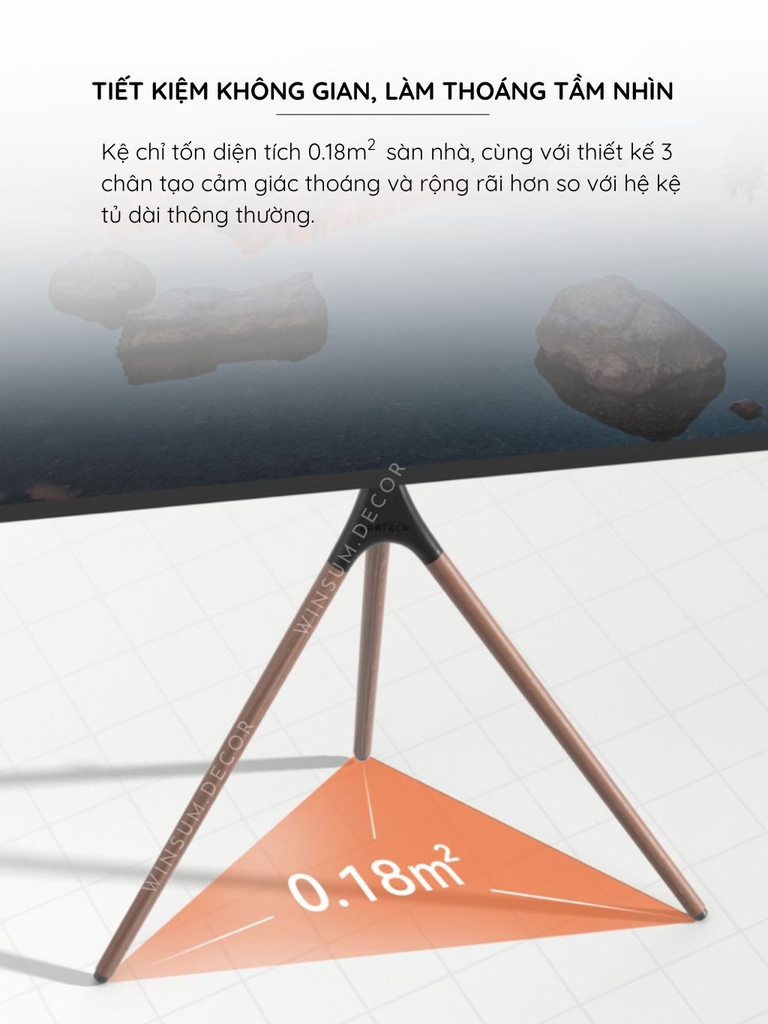 Giá đỡ TV tripod 3 chân gỗ, có thể xoay sang trái phải TV 45-65 inch - K03