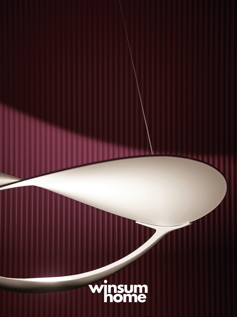 Đèn thả Plena phong cách Ý dáng cong mặt trăng trang trí phòng khách, bàn ăn