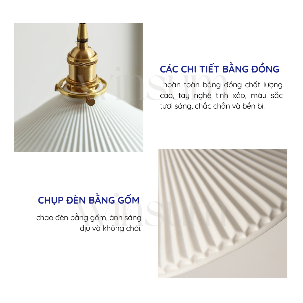 Đèn treo tường thân gỗ óc chó gấp gọn, chao gốm Vintage - DTB01