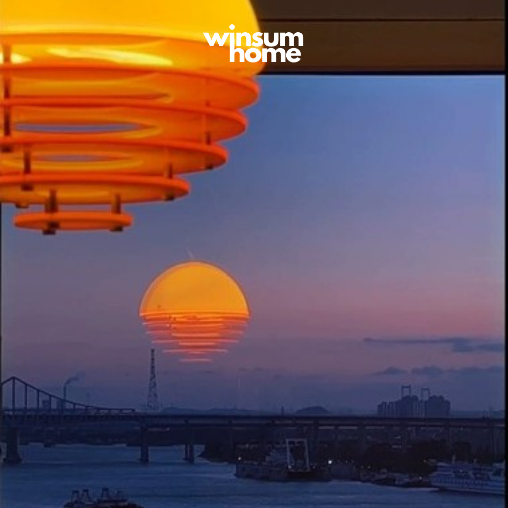 Đèn thả trần sunset hiệu ứng mặt trời lặn trang trí nhà cửa