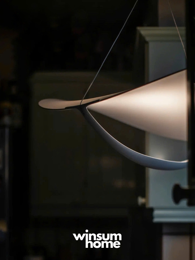 Đèn thả Plena phong cách Ý dáng cong mặt trăng trang trí phòng khách, bàn ăn