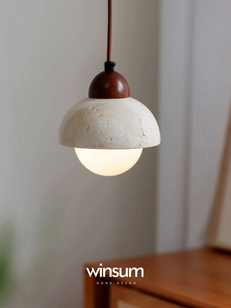 Đèn thả trần đá travertine, đèn thả đầu giường, đèn trang trí quầy bar, đảo bếp - winsum.decor DPA05