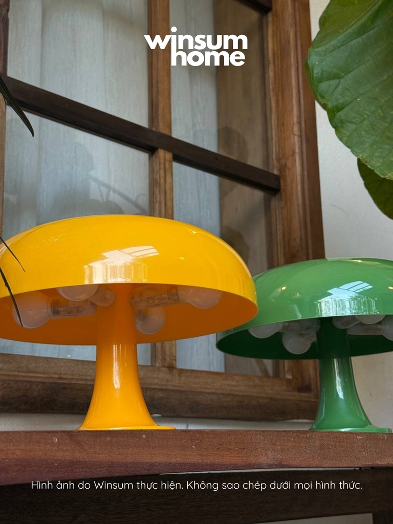 Đèn bàn Nesso màu vàng dáng nấm, đèn bàn trang trí ánh sáng ấm - winsum home