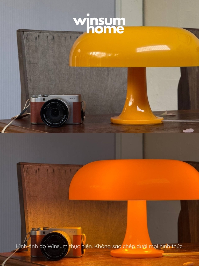 Đèn bàn Nesso màu vàng dáng nấm, đèn bàn trang trí ánh sáng ấm - winsum home