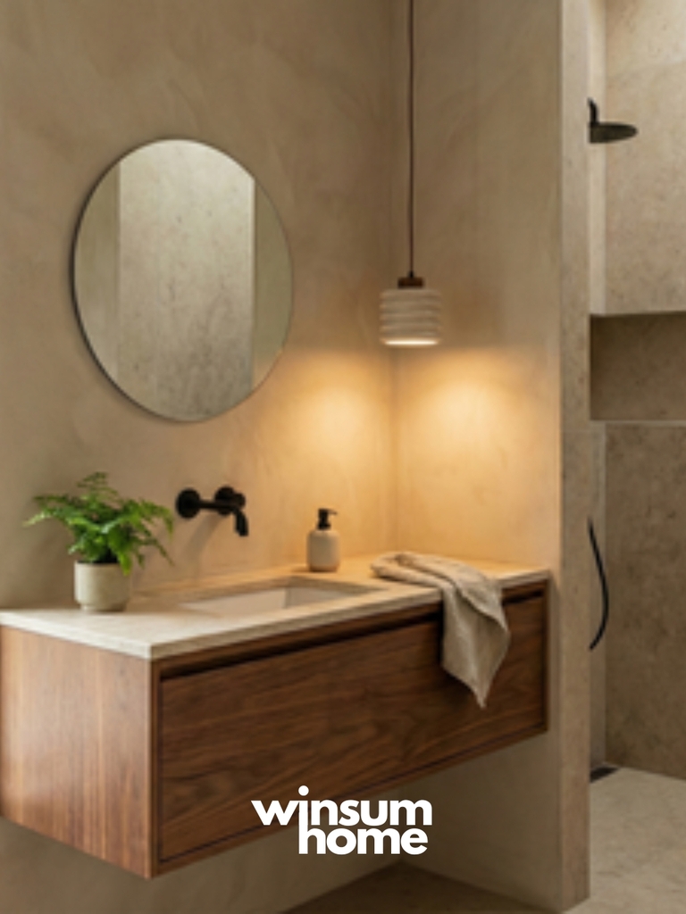 Đèn thả Candeerio chất liệu đá travertine, đèn thả đầu giường