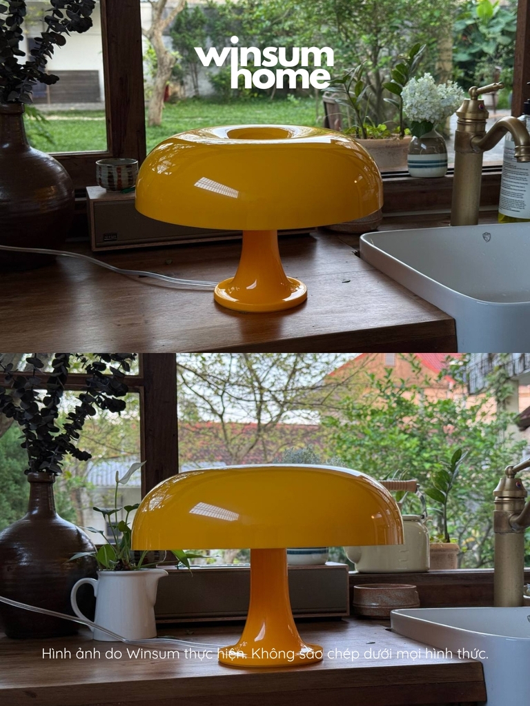 Đèn bàn Nesso màu vàng dáng nấm, đèn bàn trang trí ánh sáng ấm - winsum home