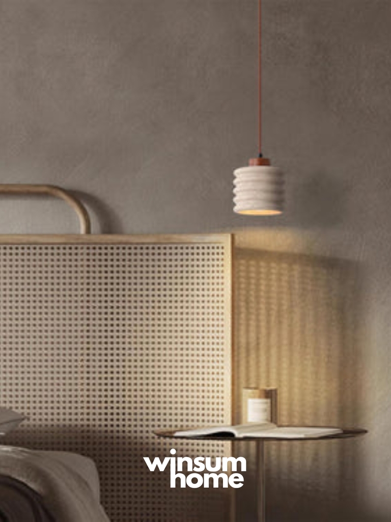 Đèn thả Candeerio chất liệu đá travertine, đèn thả đầu giường