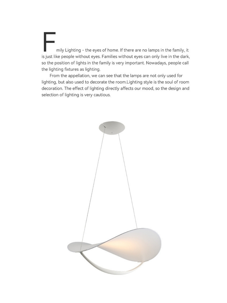 Đèn thả Plena phong cách Ý dáng cong mặt trăng trang trí phòng khách, bàn ăn