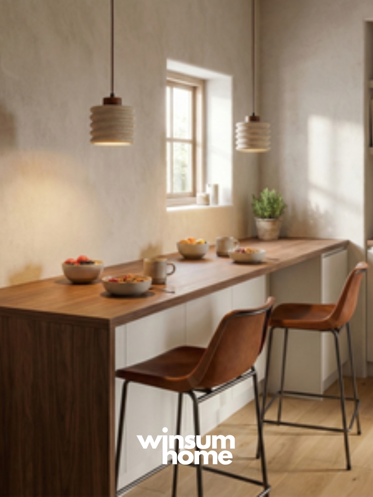 Đèn thả Candeerio chất liệu đá travertine, đèn thả đầu giường