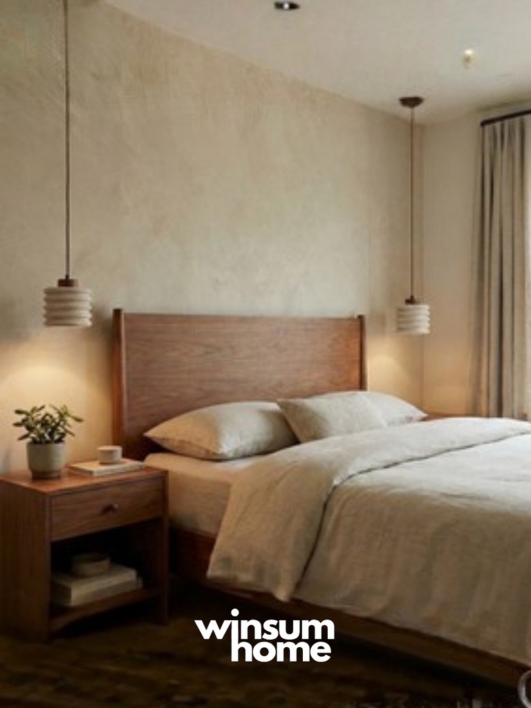 Đèn thả Candeerio chất liệu đá travertine, đèn thả đầu giường