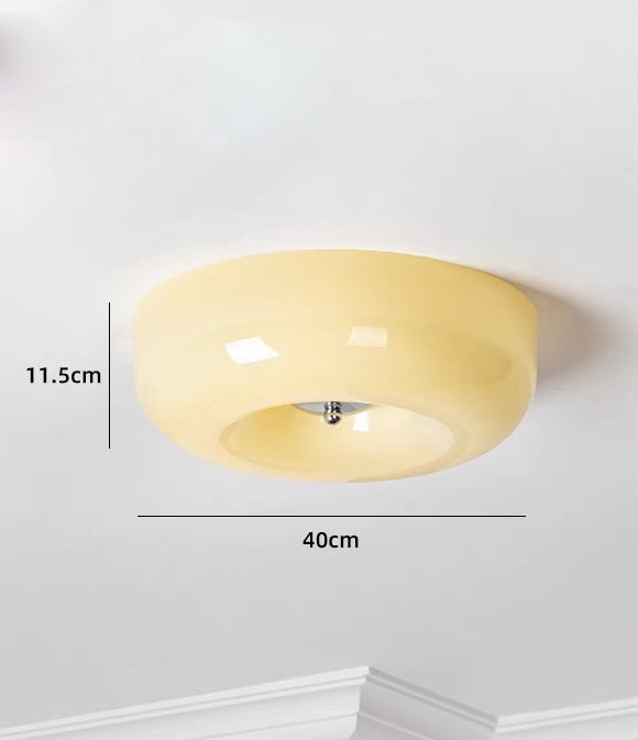 Đèn ốp trần thủy tinh màu kem  Cream Pudding DTB06