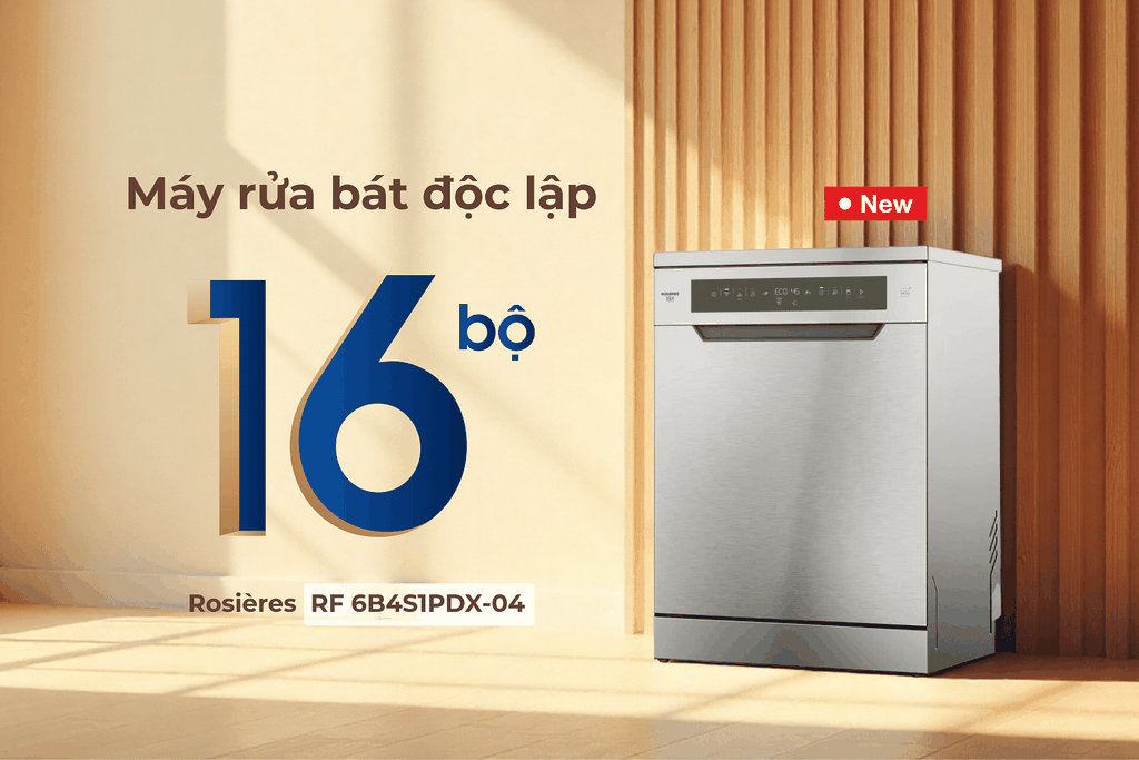 Máy rửa chén bát độc lập 16 bộ Rosières RF 6B4S1PDX-04