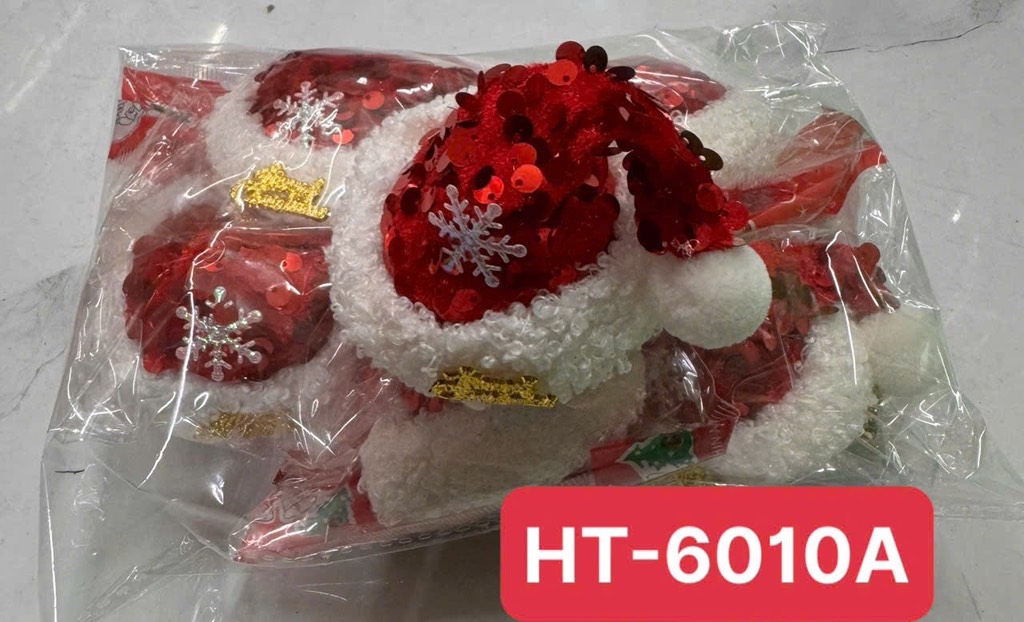 HT-6010A  SET 5 TÚI KẸP TÓC NOEL NÓN HOA TUYẾT