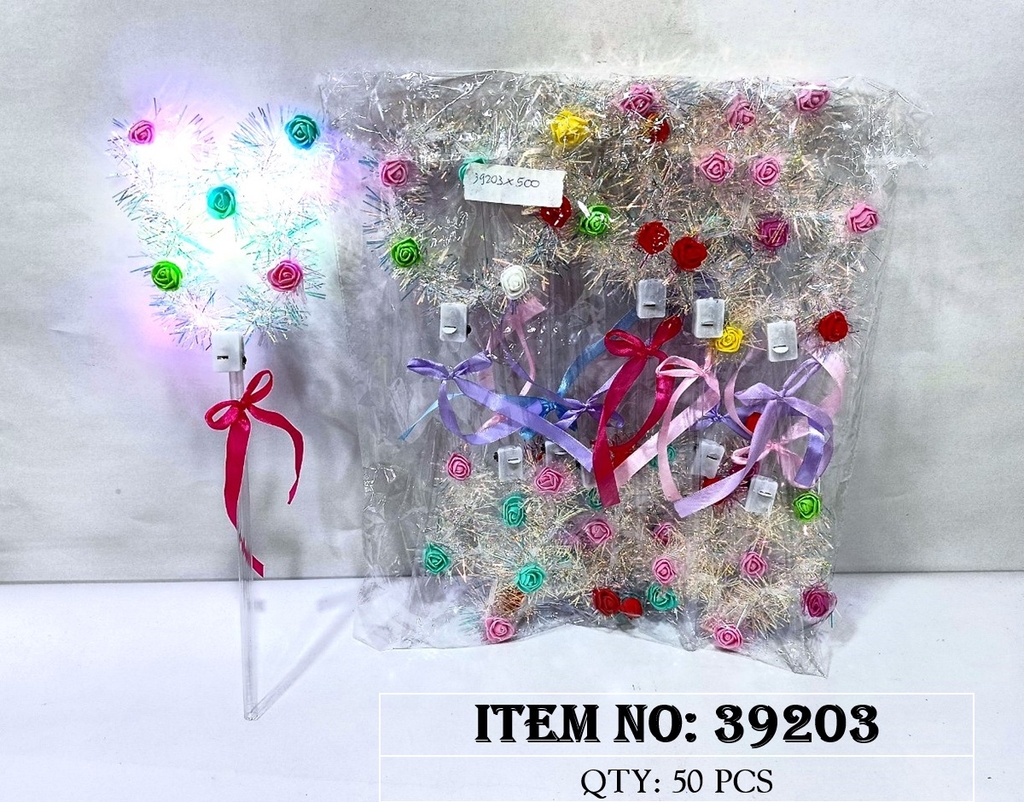 39203F TÚI 2C GẬY TAI THỎ BÔNG HỒNG KIM TUYẾN ĐÈN