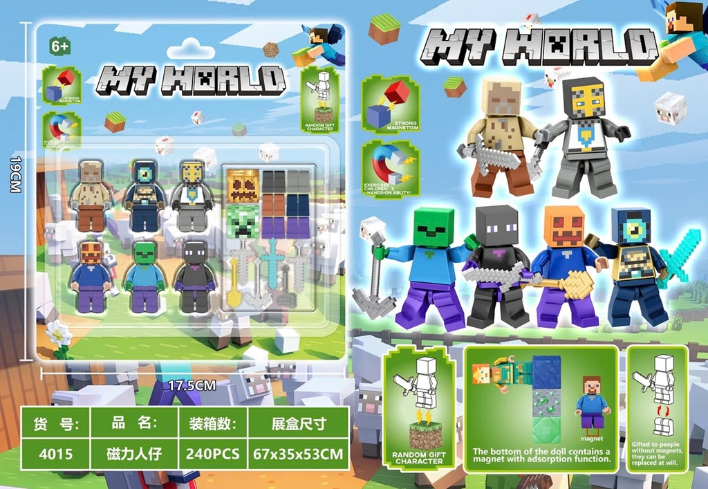 4015  VỈ 6C MÔ HÌNH NHÂN VẬT LOGO MINECRAFT