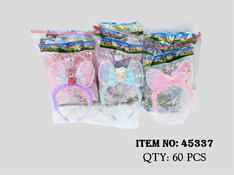 45337F  TÚI 1C CÀI TÓC NƠ ĐÈN KITTY, GẤU DÂU ĐỦ MẪU