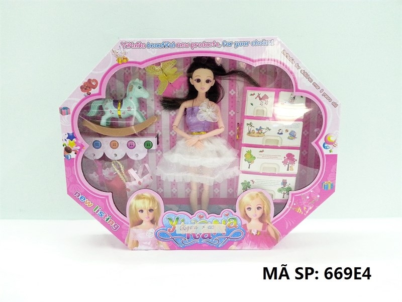 669E4  HỘP BABY 1C+3 ÁO, TỦ, NGỰA, KẸP BƯỚM, MẮT THỦY TINH (KHỚP)