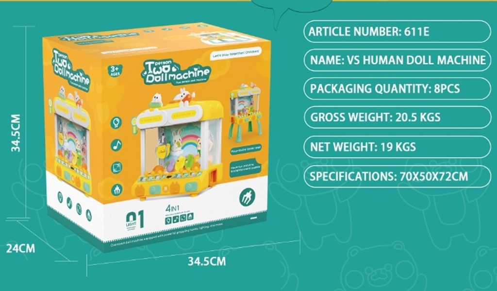 611E  HỘP MÁY ĐIỀU KHIỂN GẮP THÚ NHỒI BÔNG 2 NGƯỜI, CÓ CHÂN