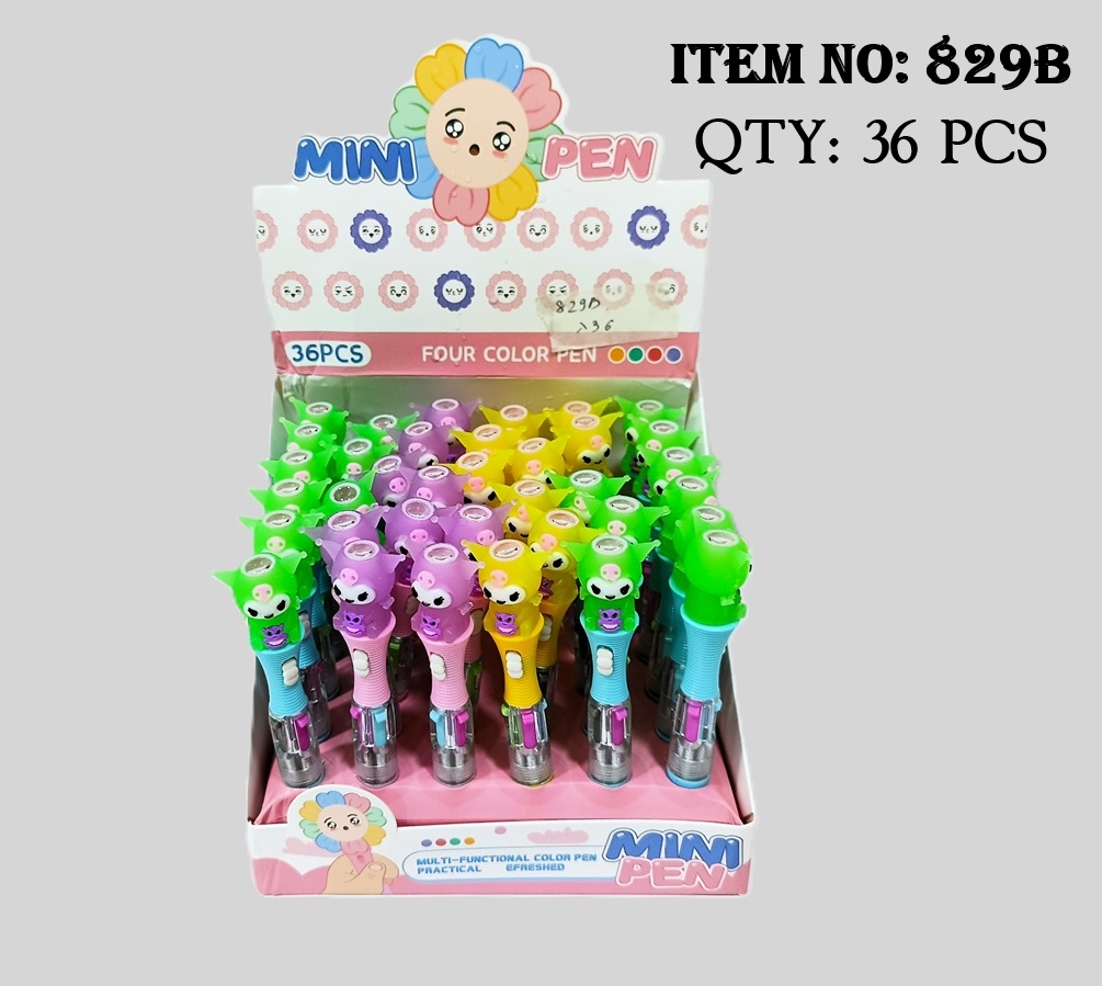 829B  HỘP BÚT VIẾT BI BẤM NHIỀU NGÒI ĐÈN PIN 4 MÀU SANRIO 36C