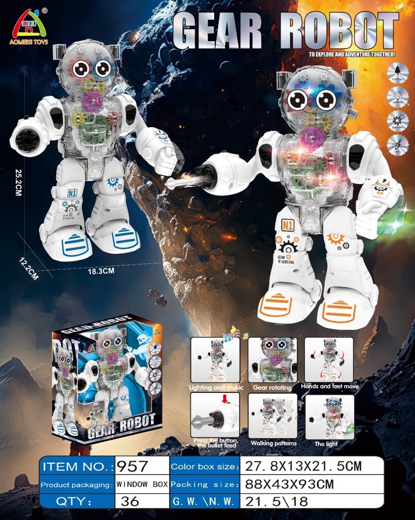 957  HỘP ROBO PIN PHI HÀNH GIA BÁNH RĂNG