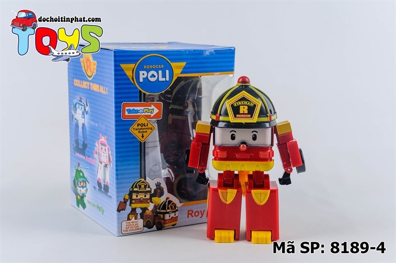 8189-4  HỘP RÁP ROBOCAR POLI  XE CỨU HỎA ROY (666ABCD) ĐỎ