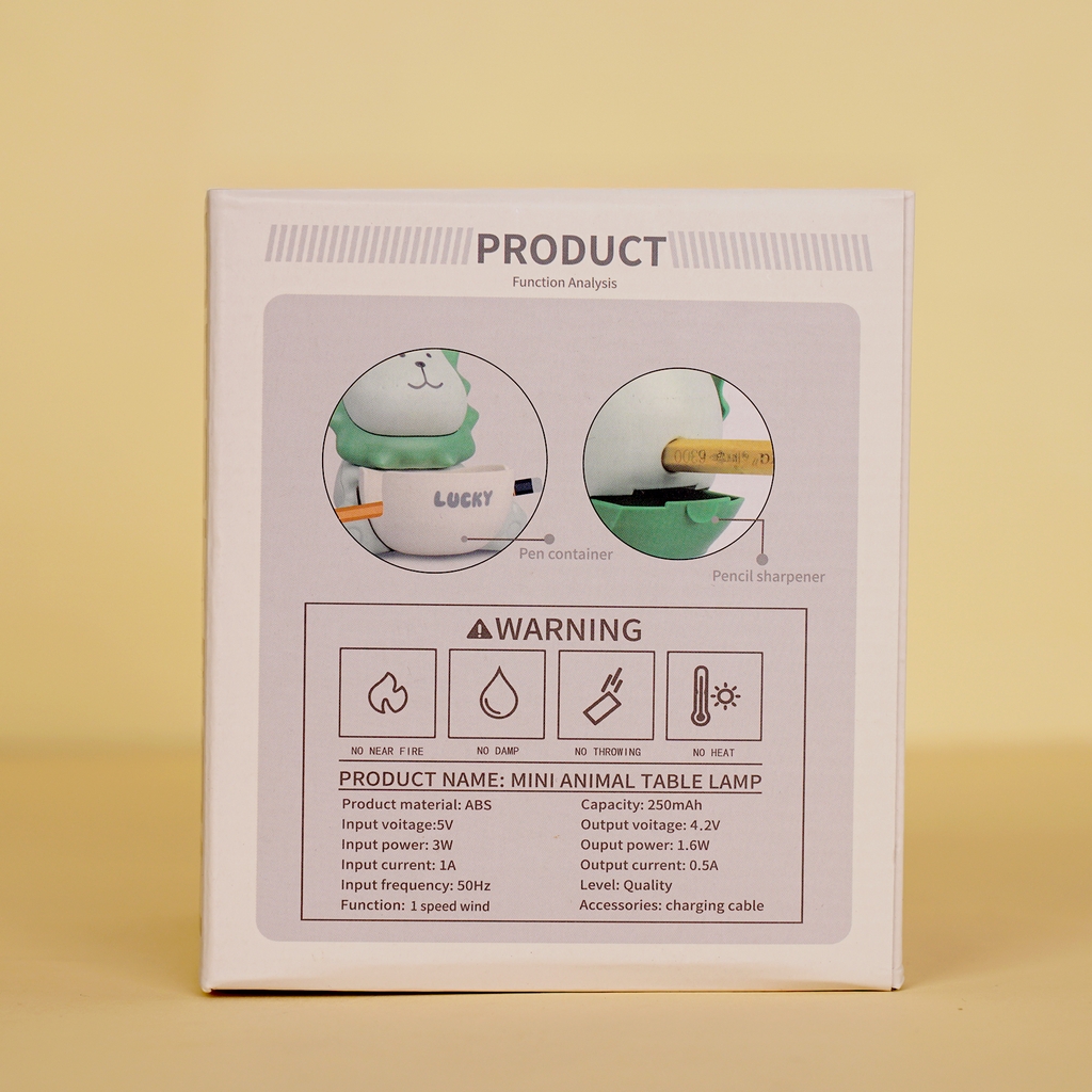 K43  HỘP QUẠT PIN GẤU + ỐNG ĐỰNG VIẾT + SẠC USB ĐỦ MẪU