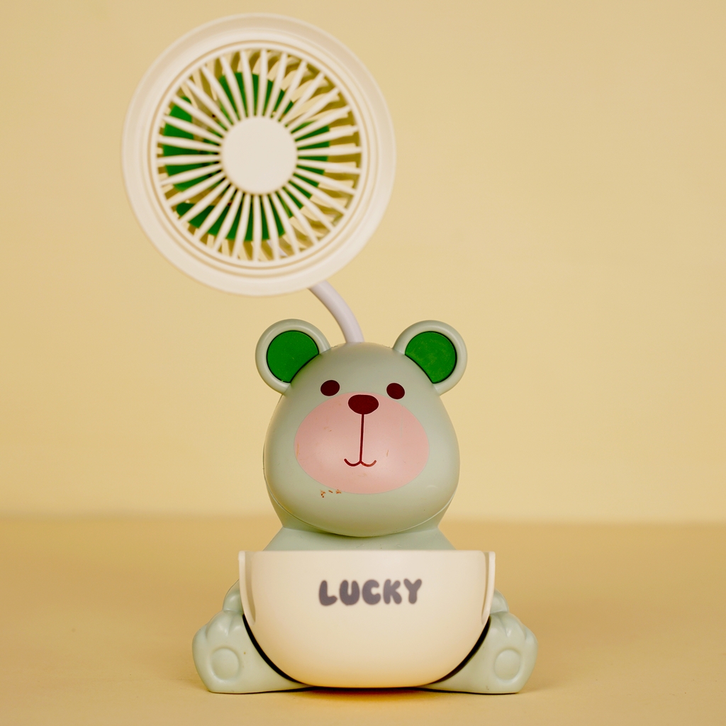 K43  HỘP QUẠT PIN GẤU + ỐNG ĐỰNG VIẾT + SẠC USB ĐỦ MẪU