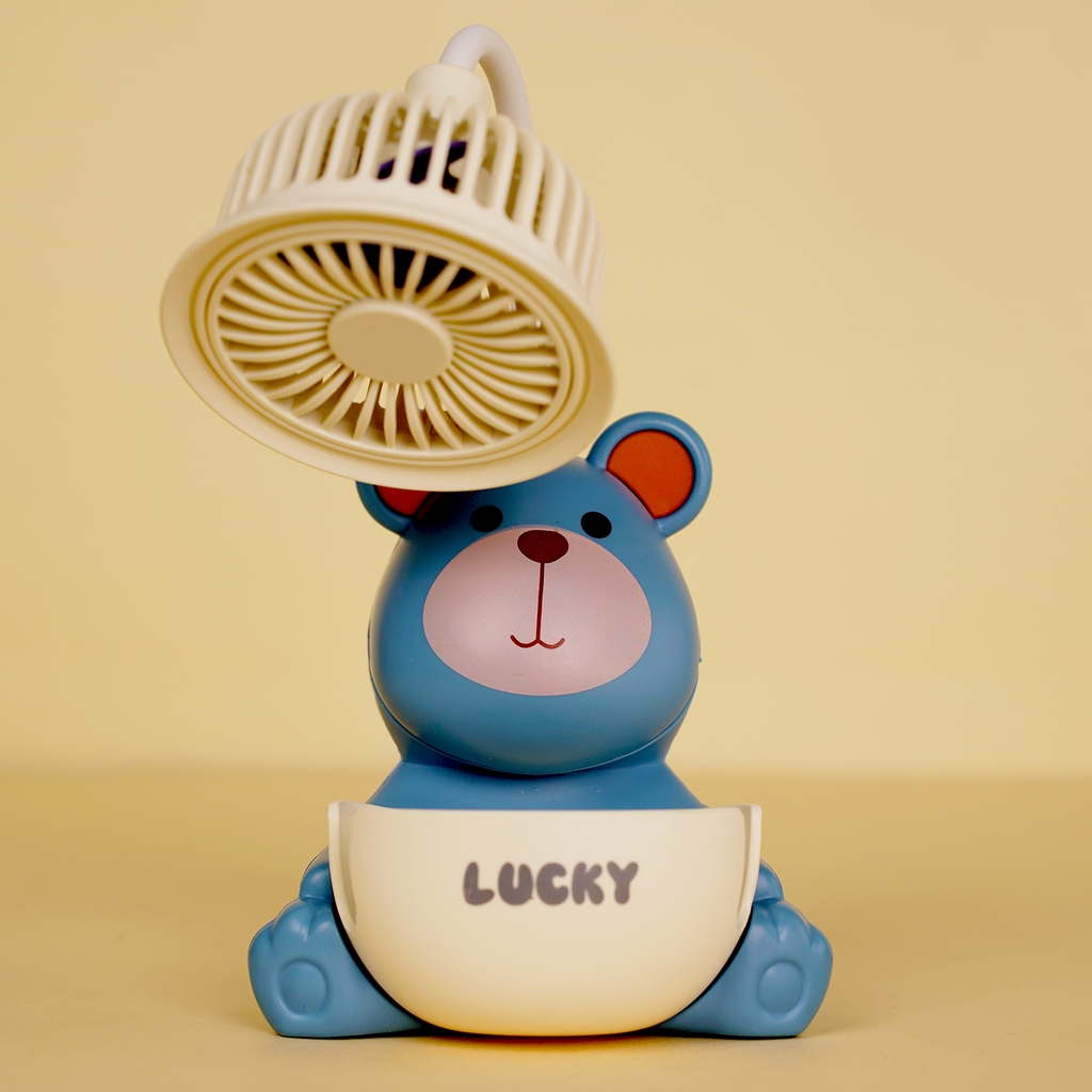 K43  HỘP QUẠT PIN GẤU + ỐNG ĐỰNG VIẾT + SẠC USB ĐỦ MẪU