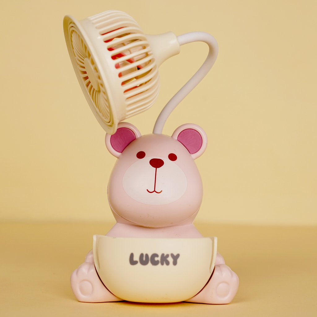 K43  HỘP QUẠT PIN GẤU + ỐNG ĐỰNG VIẾT + SẠC USB ĐỦ MẪU