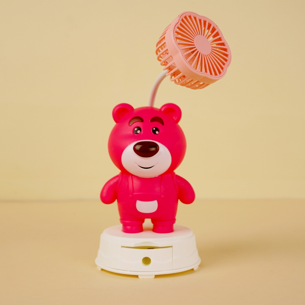 BJJ178-1  HỘP QUẠT PIN GẤU DÂU + SẠC USB ĐỦ MẪU