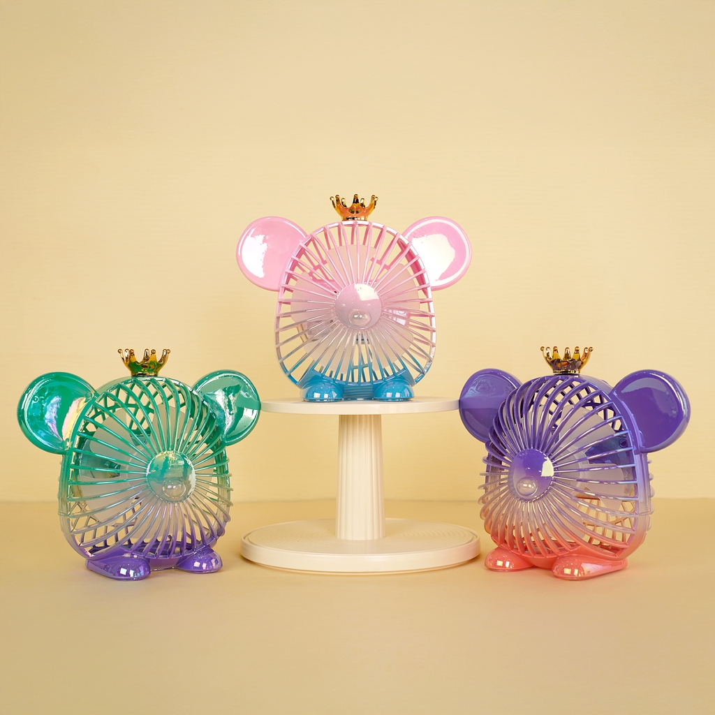 677-7F  HỘP QUẠT PIN ĐẦU GẤU BEARBRICK + SẠC USB