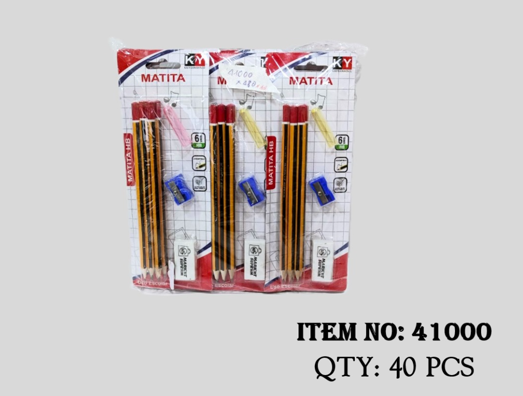 41000F VỈ DỤNG CỤ HỌC TẬP 4 MÓN (6C VIẾT CHÌ, NẮP, CHUỐT, GÔM)