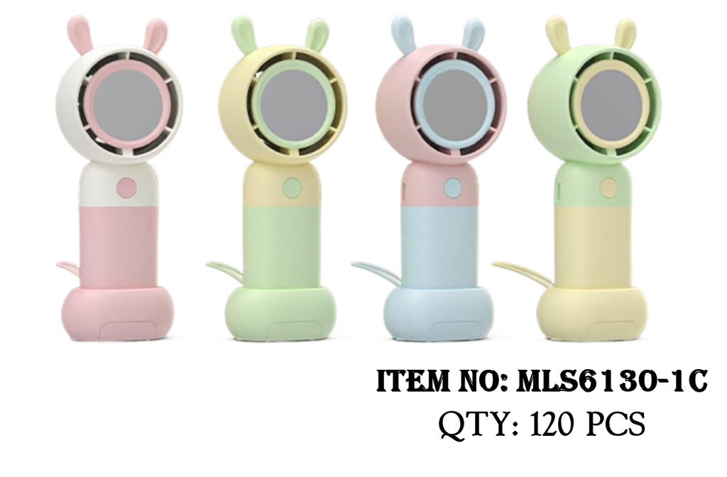 MLS6130-1C  HỘP QUẠT PIN GƯƠNG TAI THỎ + SẠC USB