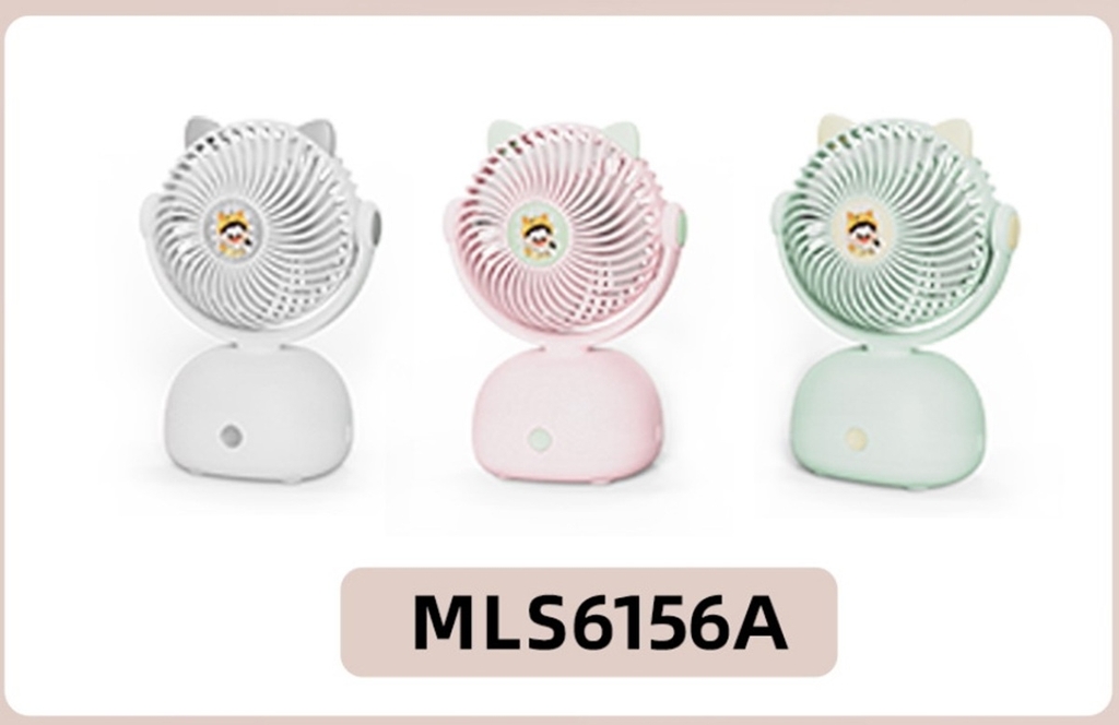 MLS6156A  HỘP QUẠT BÀN PIN TAI MÈO + SẠC USB