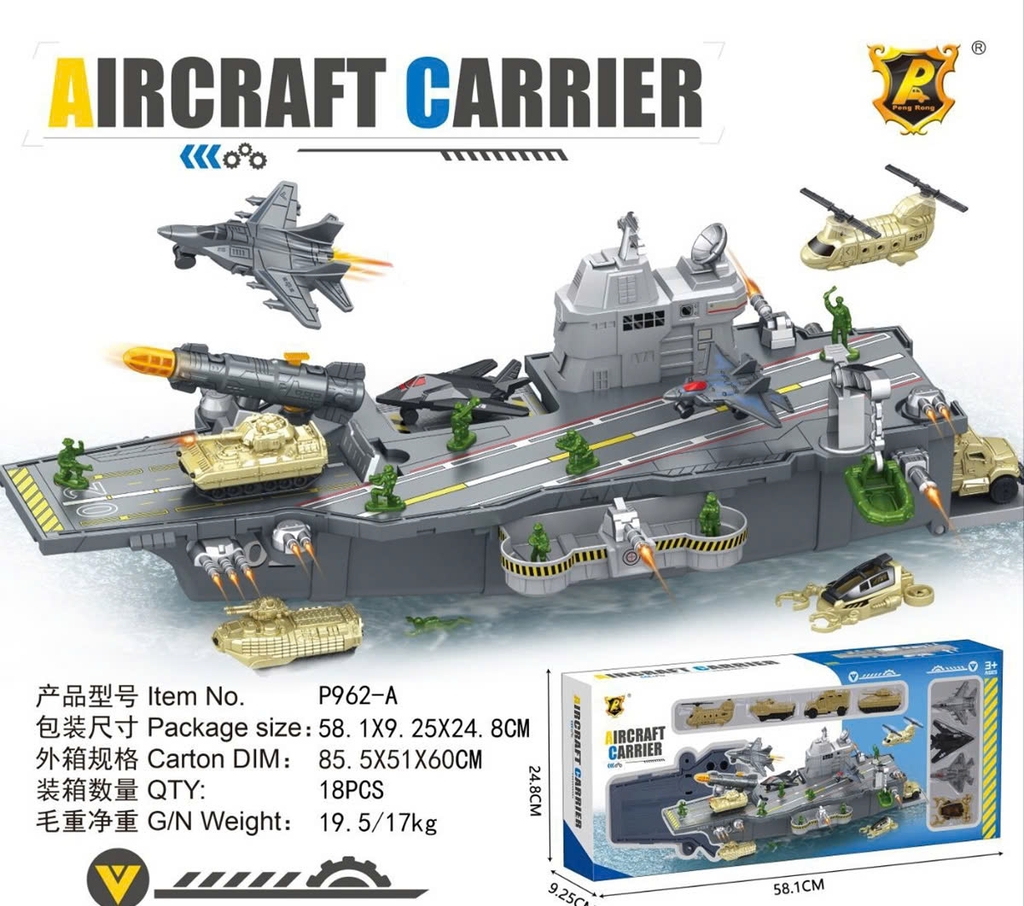 P962-A  HỘP TÀU SÂN BAY, XE TĂNG, LÍNH MÔ HÌNH