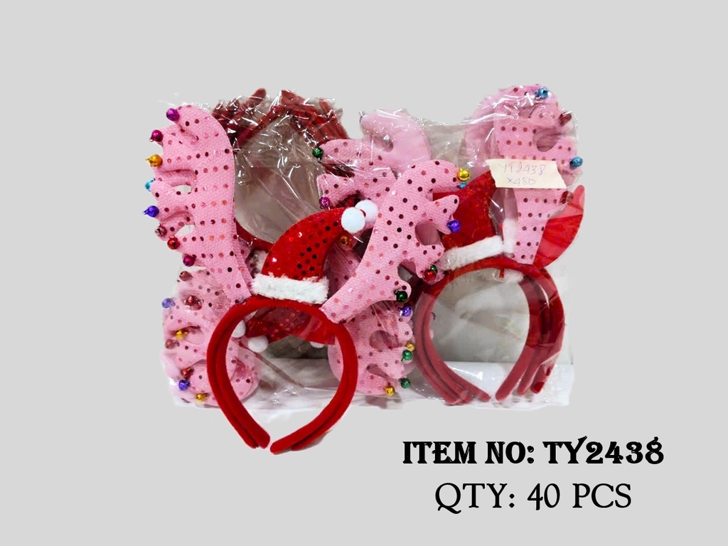 TY2438F  TÚI 2C CÀI TÓC NOEL SỪNG TUẦN LỘC + NÓN