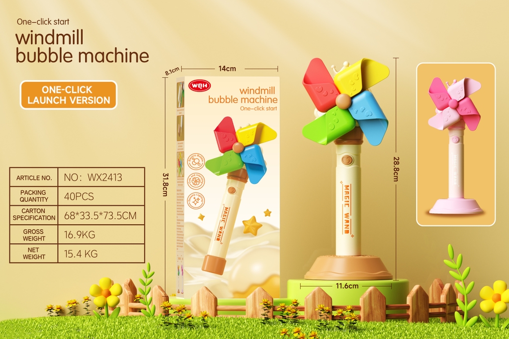 WX2413  HỘP CÂY THỔI XÀ BÔNG PIN CHONG CHÓNG