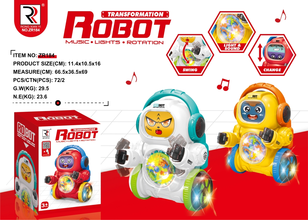 ZR184  HỘP ROBO THĂNG BẰNG ĐỔI MẶT PIN BỤNG BÁNH RĂNG ĐÈN