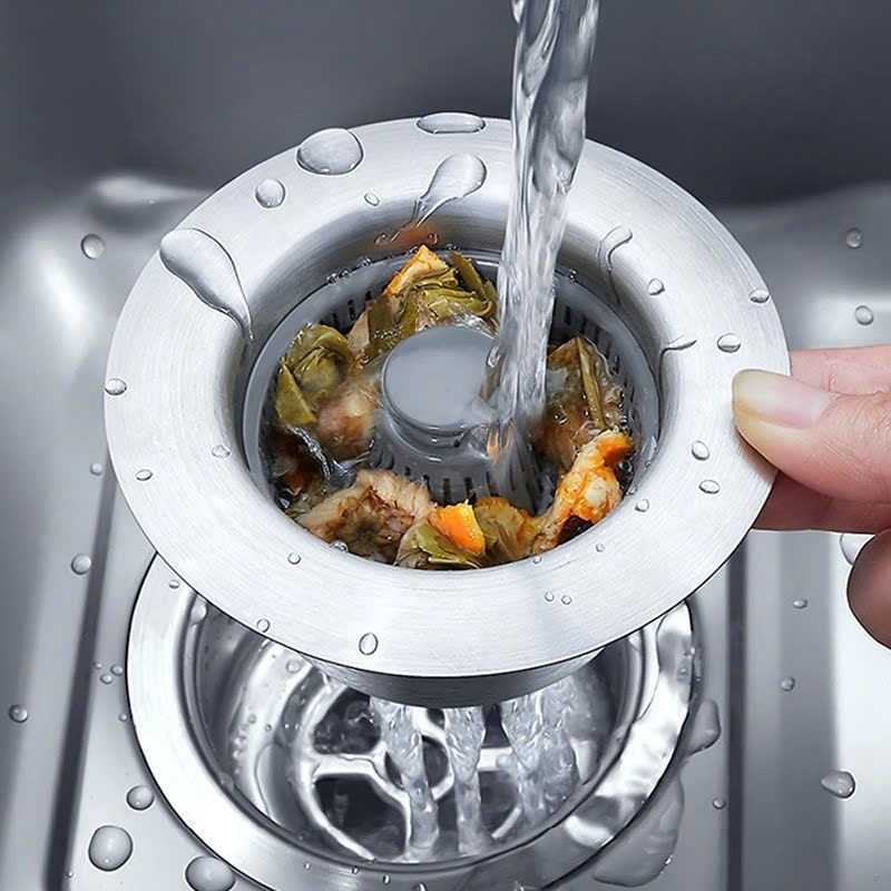 Bộ Lọc Rác Bồn Rửa Bát, Nút Chặn Thoát Nước, Khay Giỏ Lọc, Ngăn Mùi Hôi