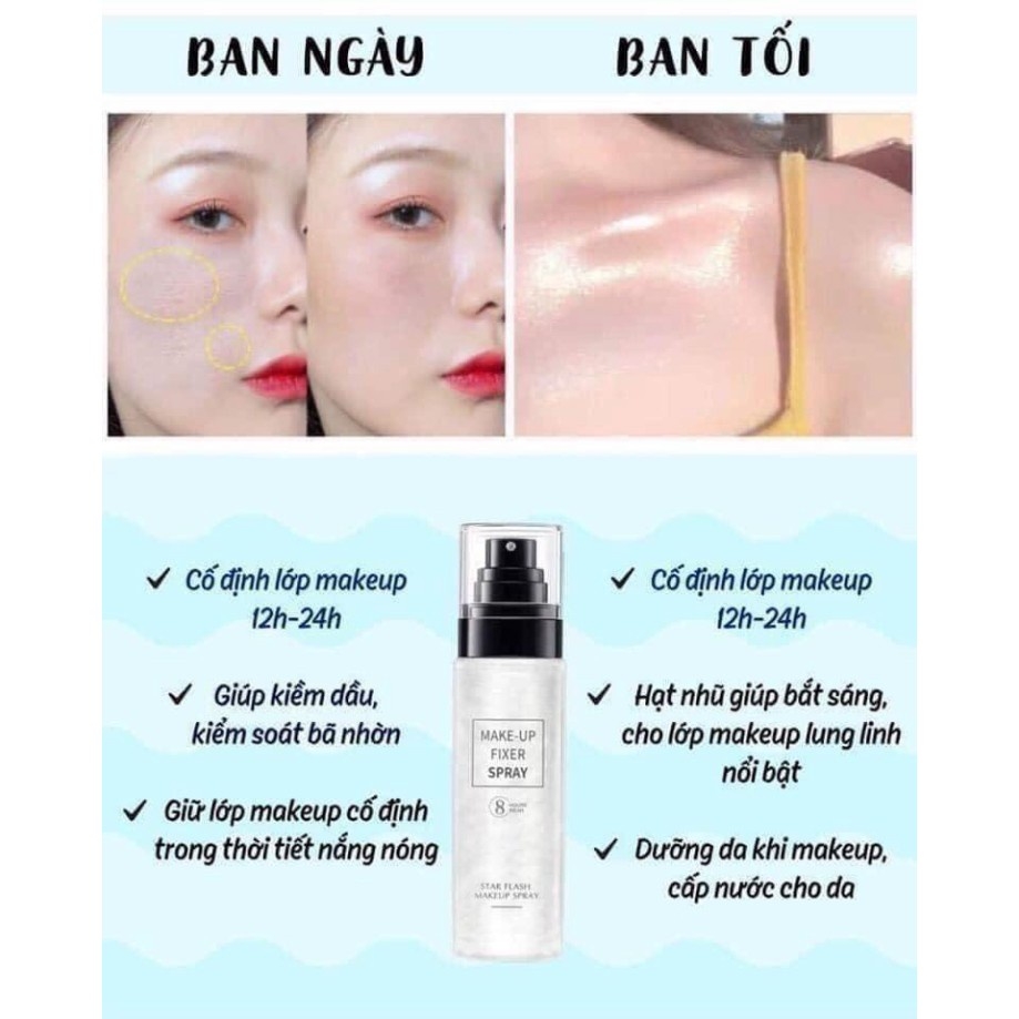 Xịt Khóa Nền HUNMUI Make Up Fixer Spray Star Flash