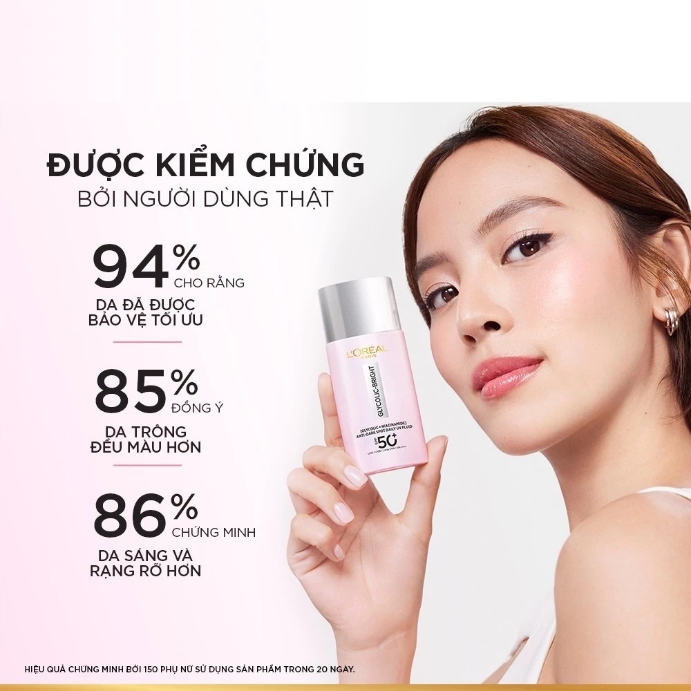 Kem Chống Nắng Dạng Sữa Loreal Glycolic Bright Anti-Dark Spot UV Fluid SPF 50+ PA++++