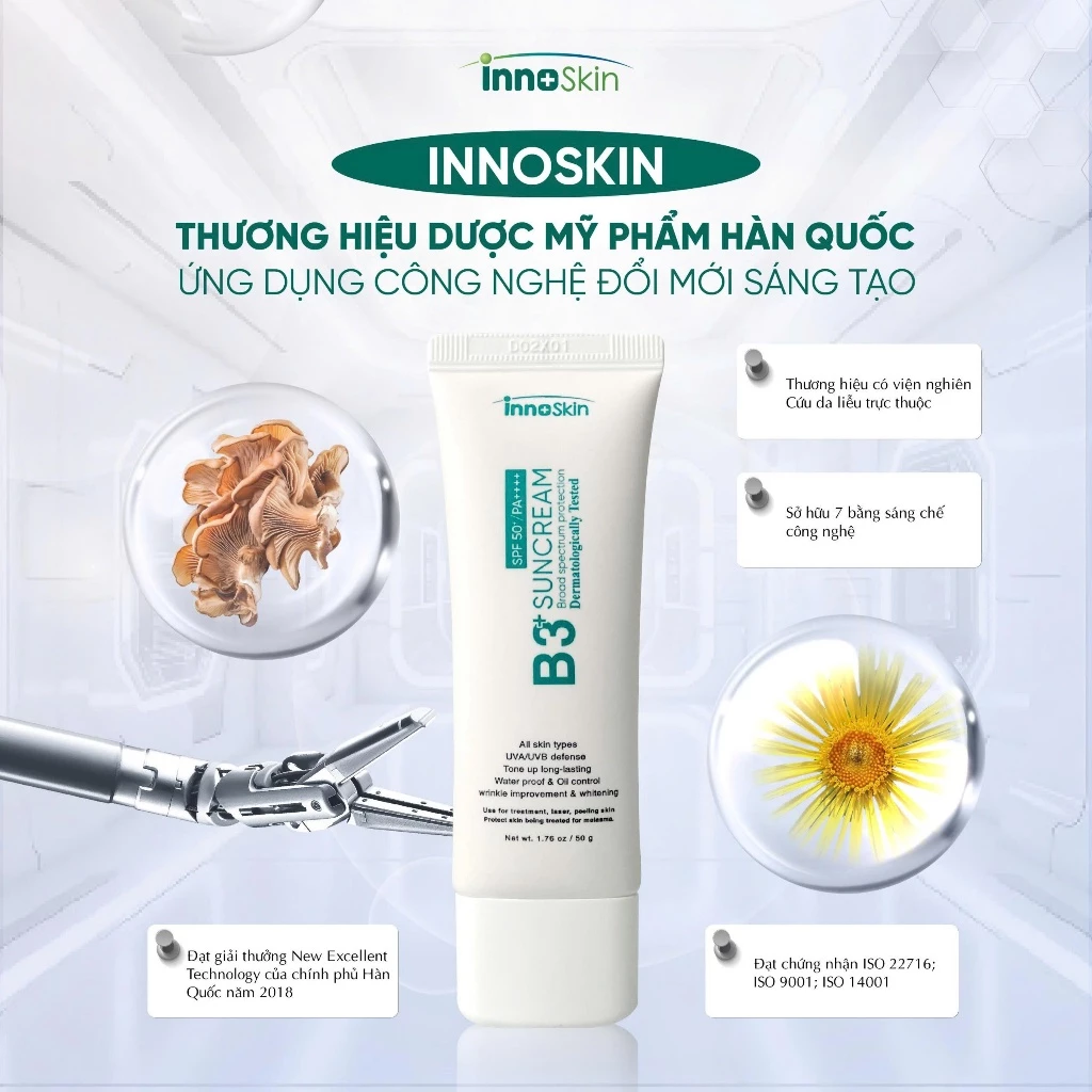 Kem Chống Nắng Phổ Rộng Innoskin B3+ Suncream SPF50+ PA++++