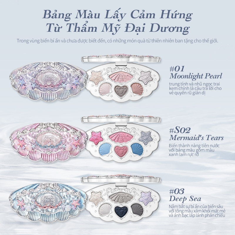 Bảng Phấn Mắt Vỏ Sò Flower Knows Shell 's Jewel Collection 6 ô