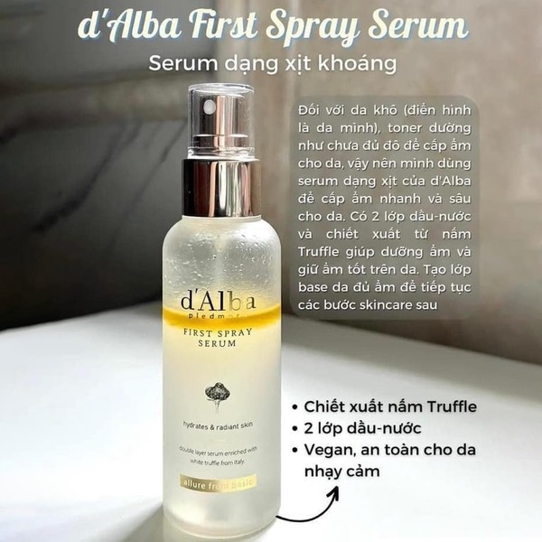 Xịt Khoáng d'Alba White Truffle First Aromatic Spray Serum